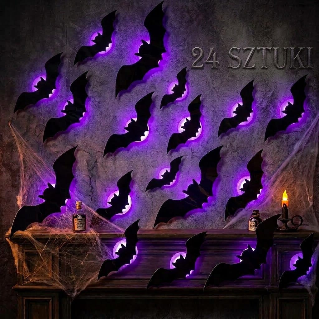 **Lampka LED Halloween 3D – Nietoperz na Ścianę**