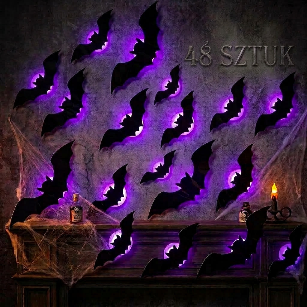 **Lampka LED Halloween 3D – Nietoperz na Ścianę**