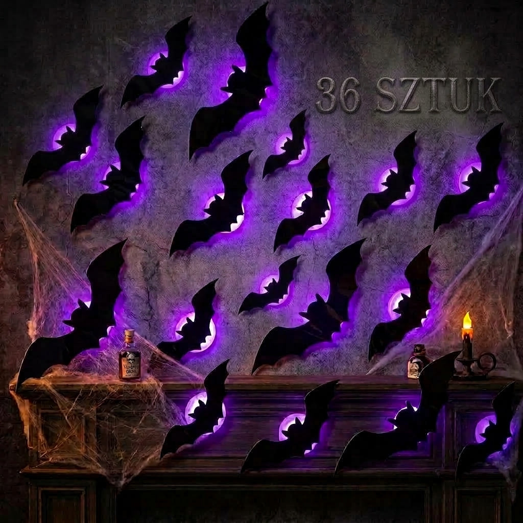 **Lampka LED Halloween 3D – Nietoperz na Ścianę**