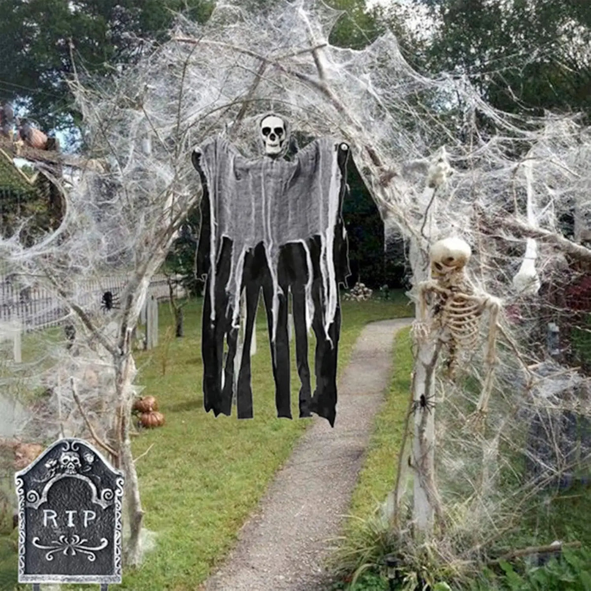 200 Sqft Spider Webs Halloween Decorations with Fake Spiders, Super Stretch Cobwebs for Halloween Indoor and Outdoor Party